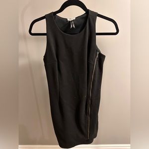 Front zipper little black dress